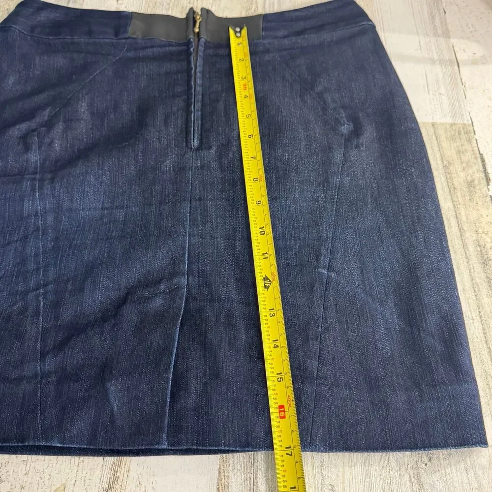 Anthropologie Leifsdottir Mini Blue Denim Pencil Skirt 100% Silk Lining Size 6